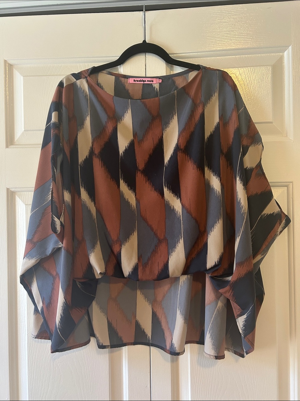 Rust & Blue Geometric Tunic Top